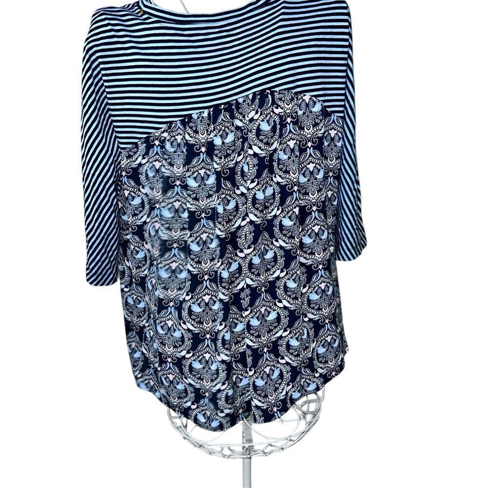 NEW WITH TAGS LOFT blue and white Womens striped and floral design long Sleeve B